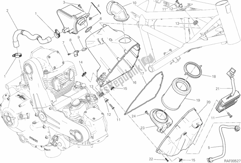 Todas as partes de Entrada De Ar - Respirador De óleo do Ducati Scrambler Icon USA 803 2015